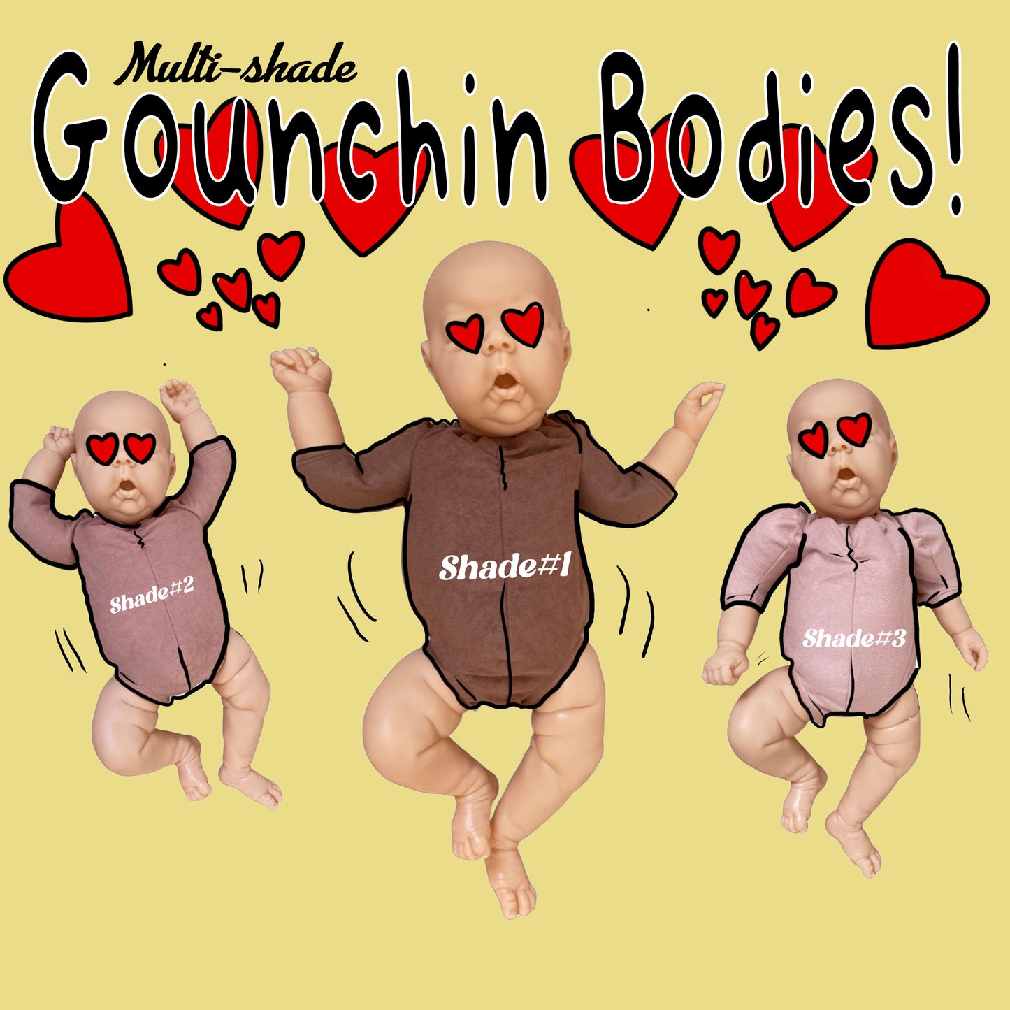 NEW! Gounchin Belly less Body! Different skin tones! 1/4 arms Full legs body!